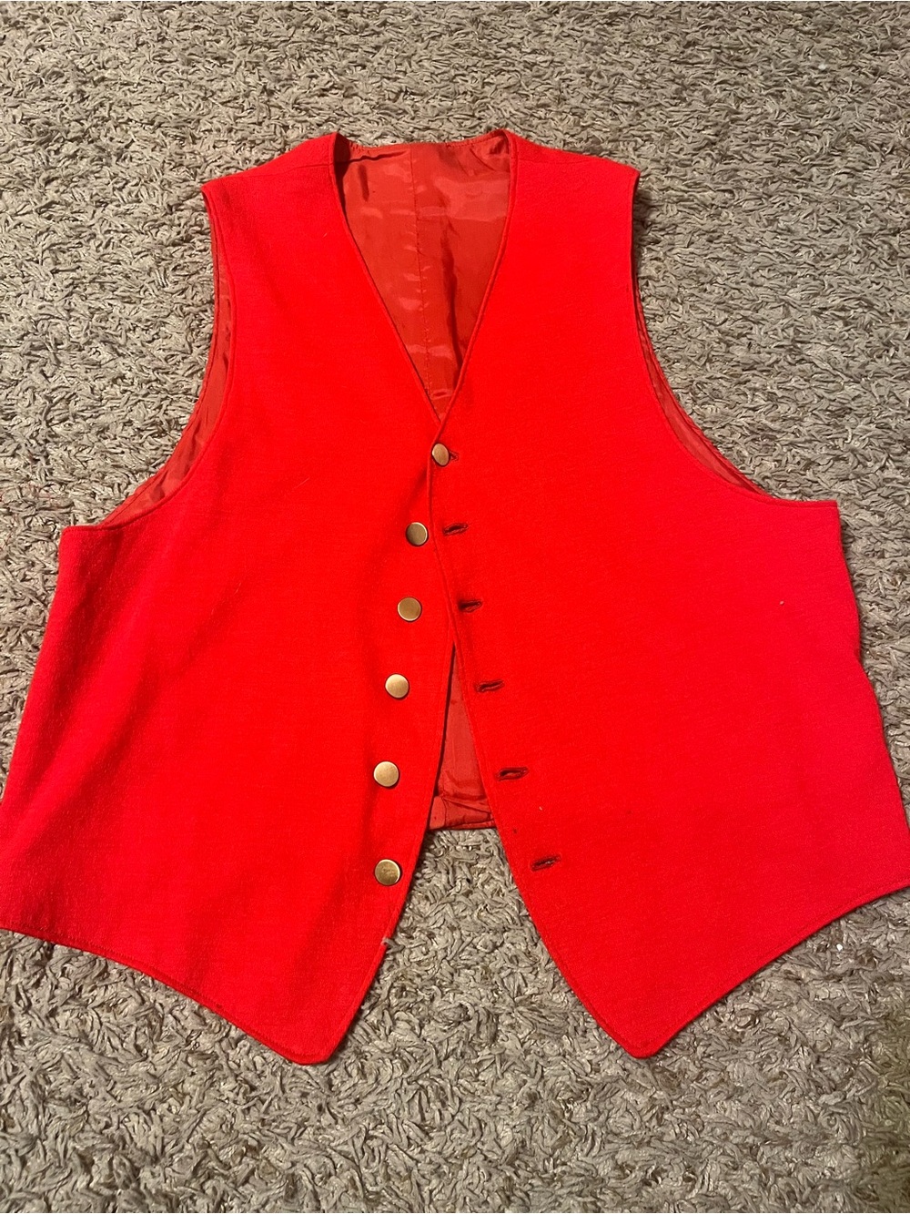 Bright Red Button-Front Vest